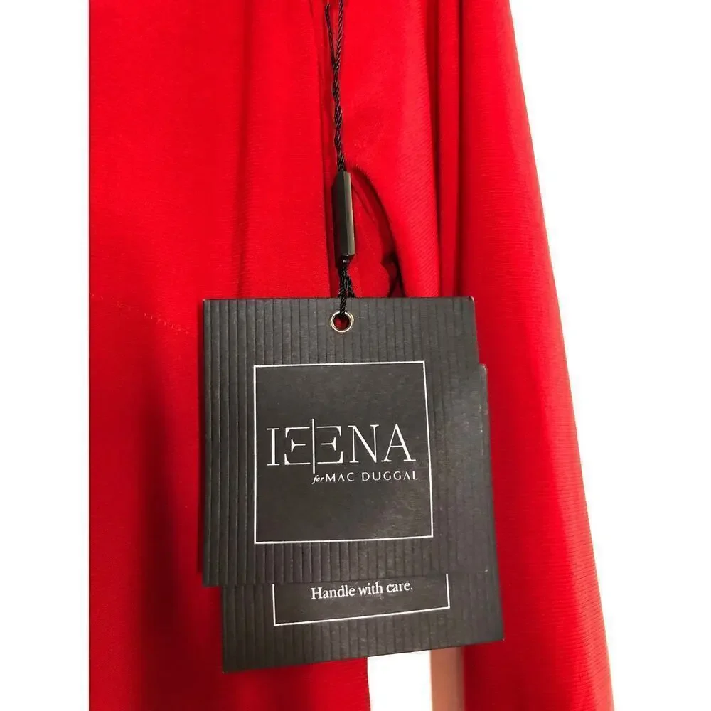 Ieena for Mac Duggal 25929 Dress Long Sleeve Cowl Back Jersey Gown NWT Red 10